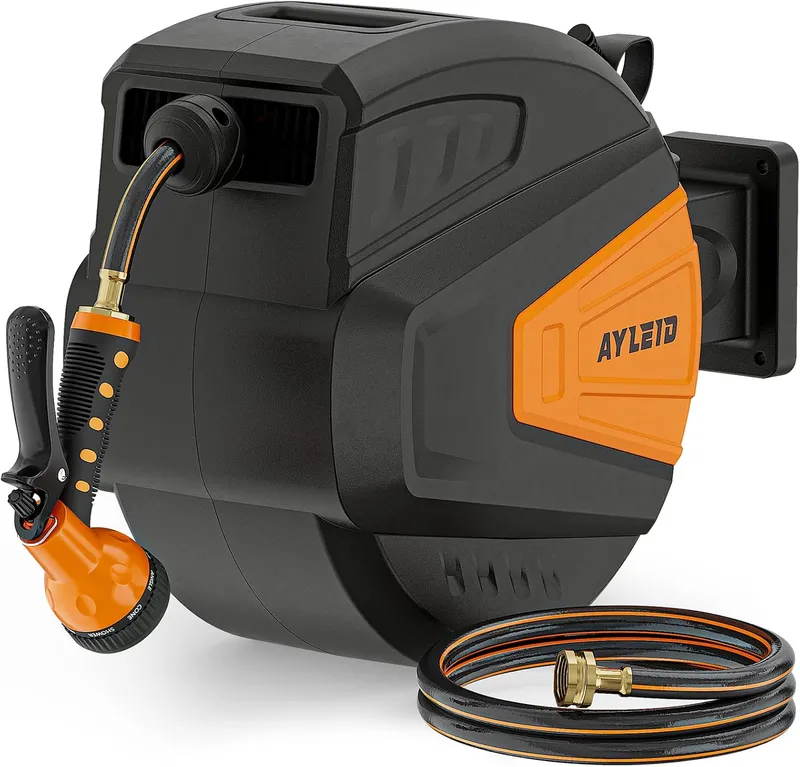Ayleid Retractable Garden Hose Reel 100 ft Black